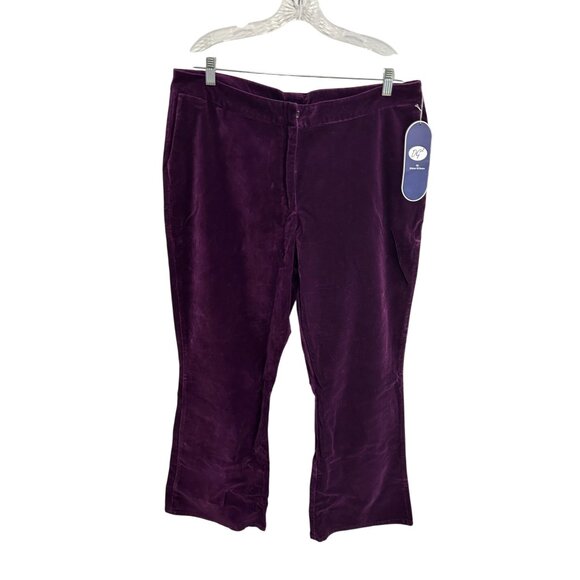 DG2 by Diane Gilman Flat Front Velvet Pants Purple Plus Size 20W Classic NWT - Picture 1 of 10
